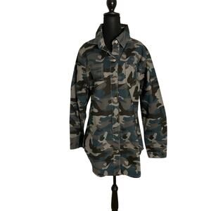Camouflage Long Women Shirt Jacket